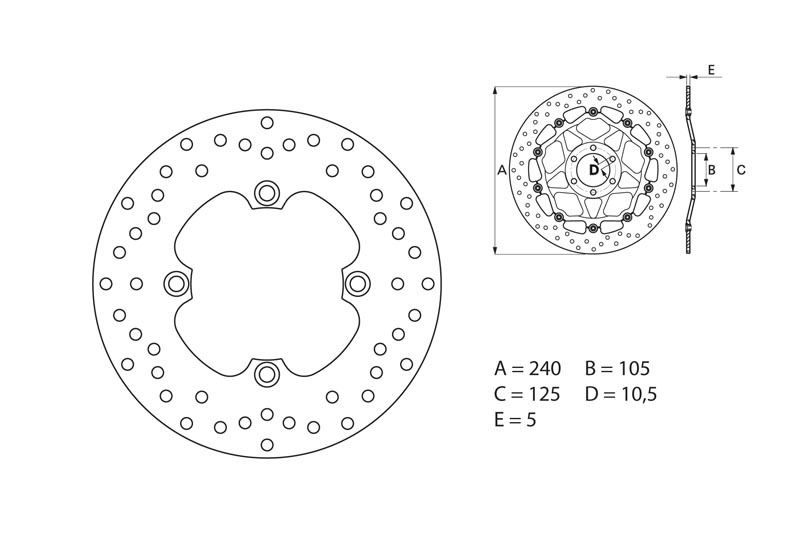Disco de freno BREMBO Serie Oro redondo fijo