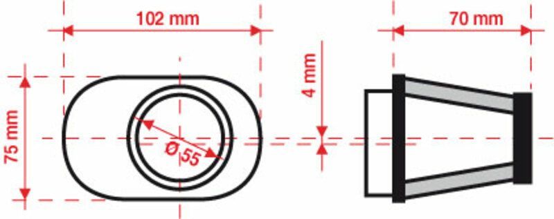 Filtro de aire BMC Tapered Offset-Right Ø55mm - FBPF55-70R