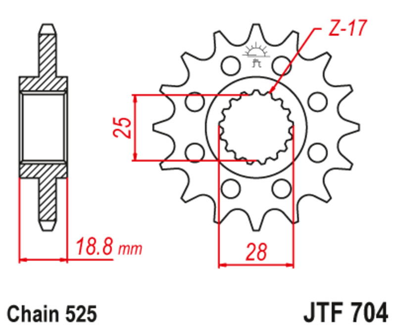 Piñón con goma anti-ruido JT SPROCKETS acero 704 - 525