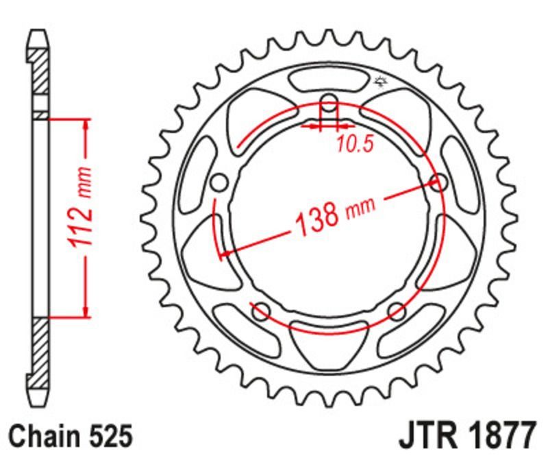 Corona JT SPROCKETS acero estándar 1877 - 525