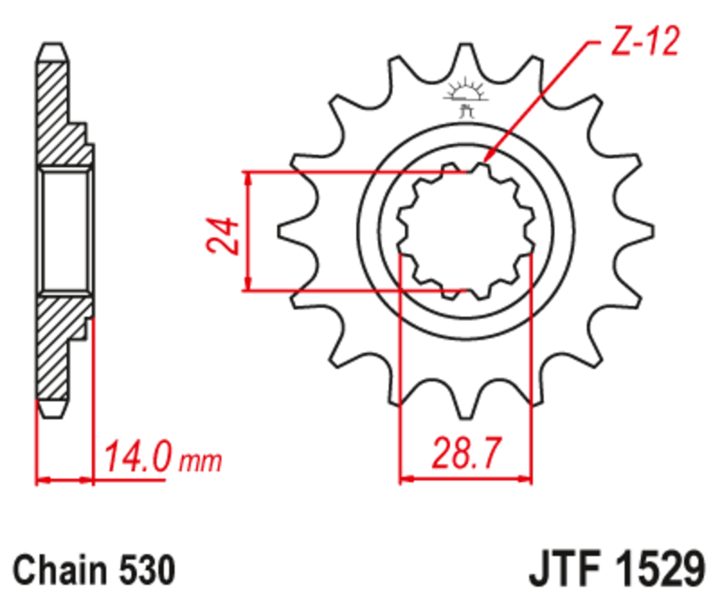 Piñón con goma anti-ruido JT SPROCKETS acero 1529 - 525