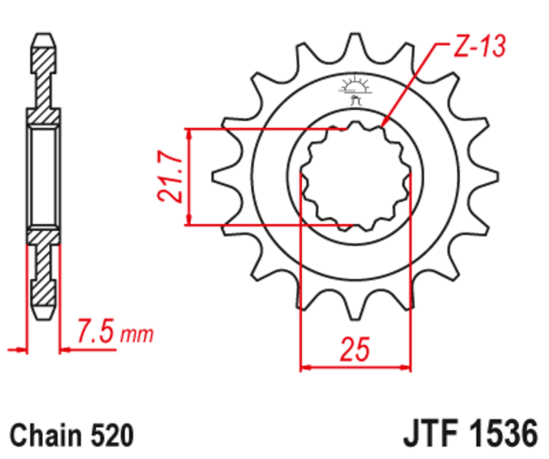 Piñón con goma anti-ruido JT SPROCKETS acero 1536 - 520