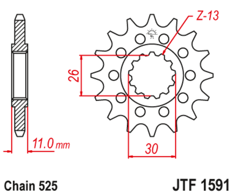 Piñón con goma anti-ruido JT SPROCKETS acero 1591 - 525