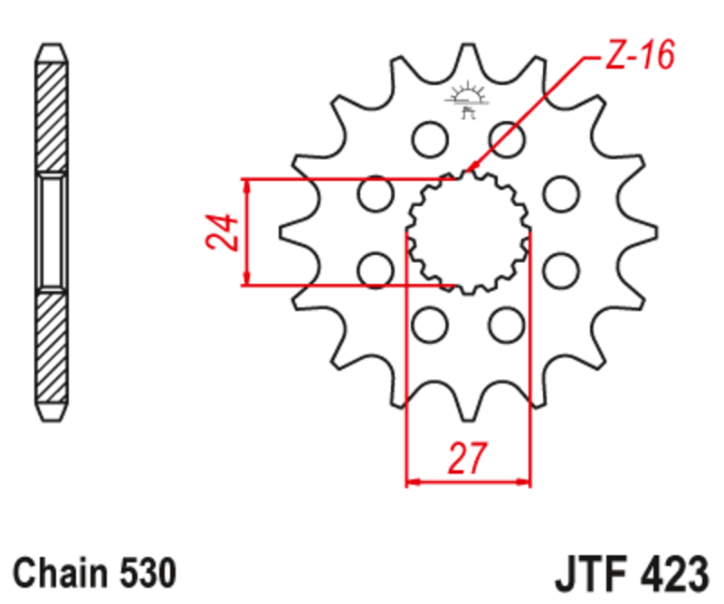 Piñón con goma anti-ruido JT SPROCKETS acero 423 - 530