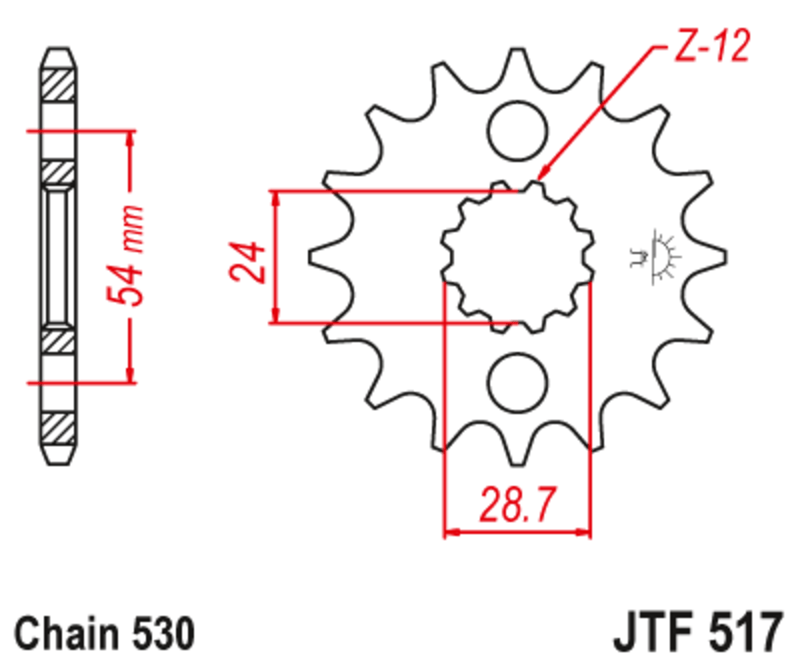 Piñón con goma anti-ruido JT SPROCKETS acero 517 - 530