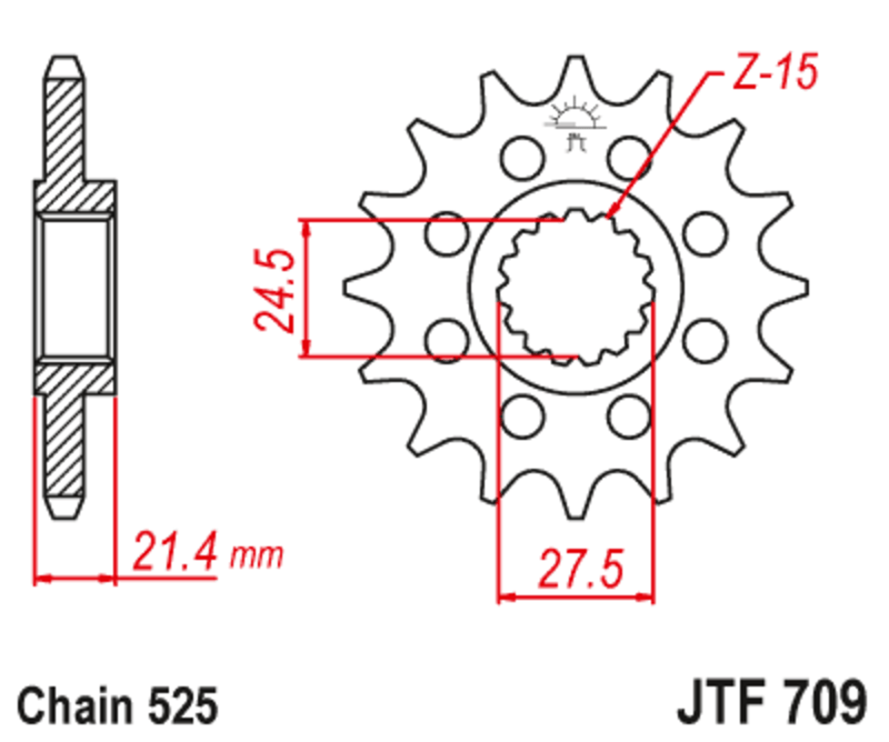 Piñón con goma anti-ruido JT SPROCKETS acero 709 - 525