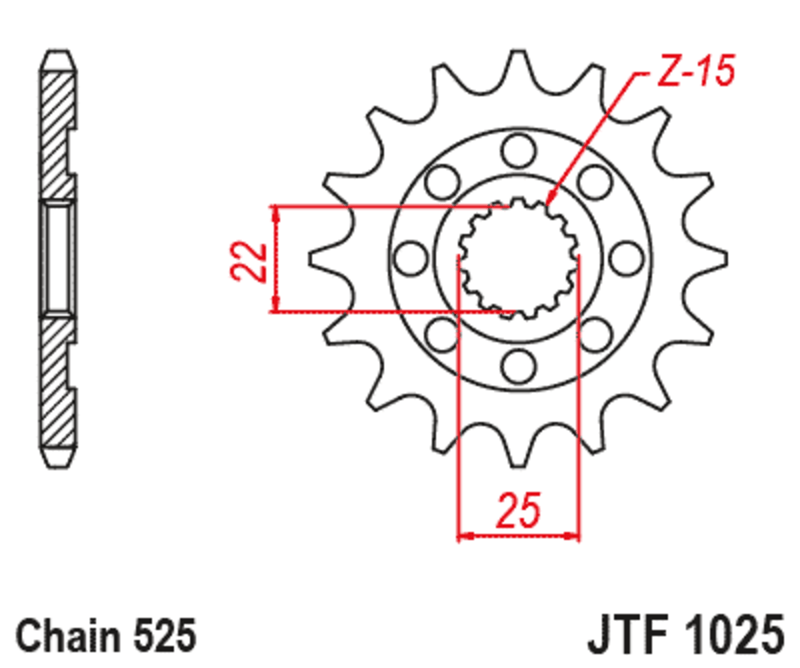 Piñón JT SPROCKETS acero estándar 1025 - 525