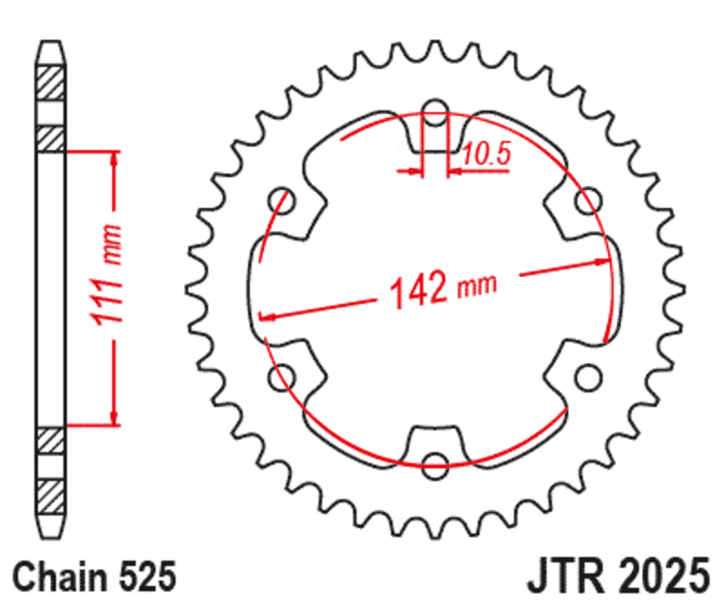 Corona JT SPROCKETS acero estándar 2025 - 525