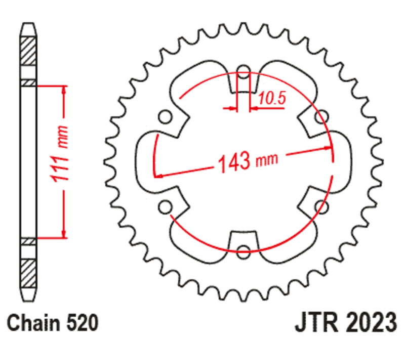 Corona JT SPROCKETS acero estándar 2023 - 520