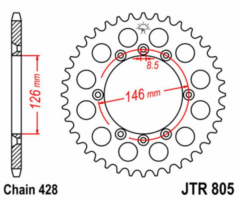 Corona JT SPROCKETS acero estándar 805 - Paso 428