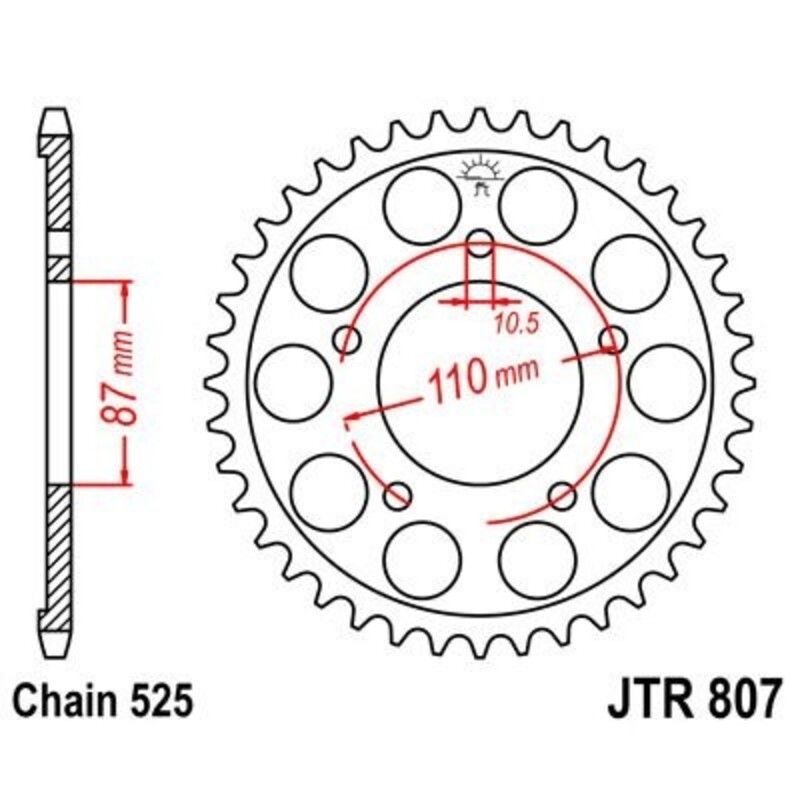 Corona JT 807 de zinc negro con 45 dientes
