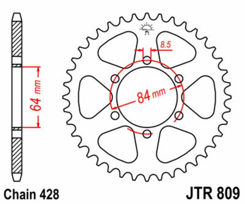 Corona JT SPROCKETS acero estándar 809 - Paso 428