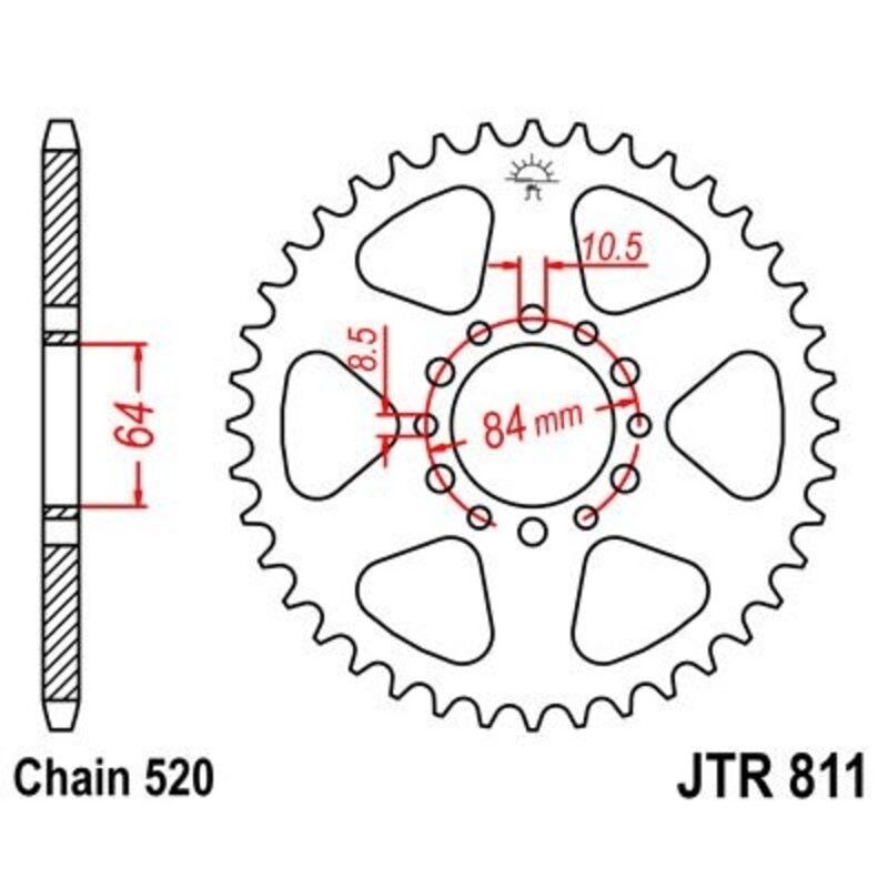 Corona JT 811 de acero con 39 dientes