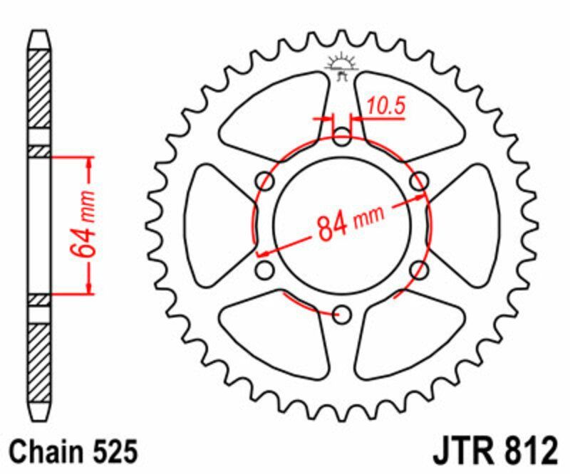 Corona JT SPROCKETS acero estándar 812 - Paso 525