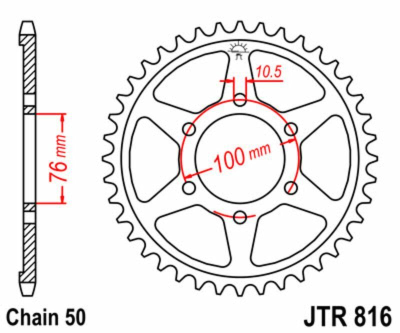 Corona JT SPROCKETS acero estándar 816 - Paso 530