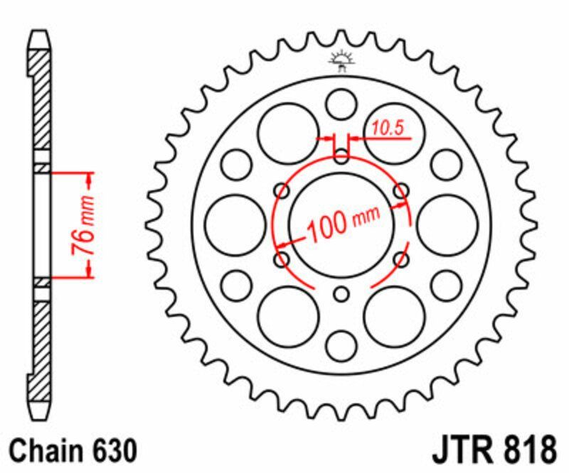 Corona JT SPROCKETS acero estándar 818 - Paso 630
