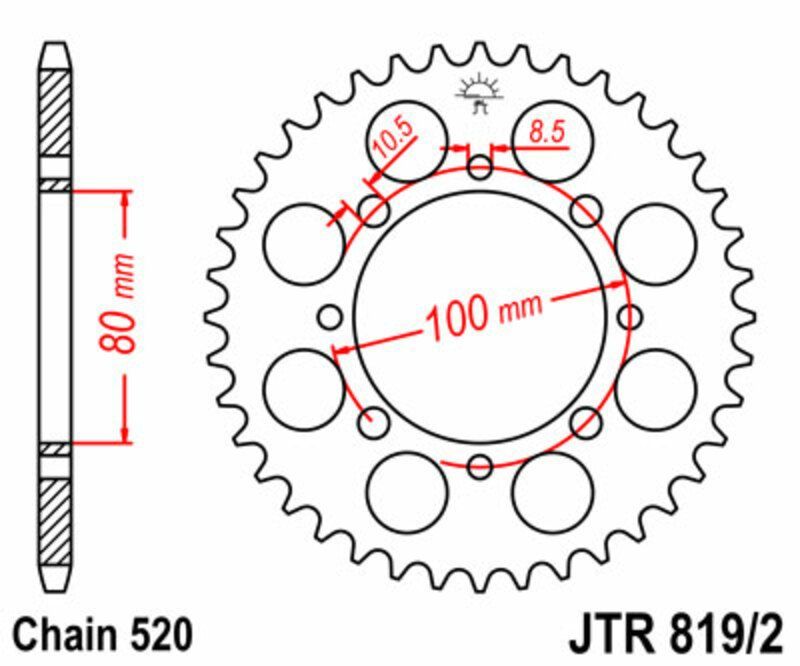 Corona JT 819/2 de acero con 41 dientes