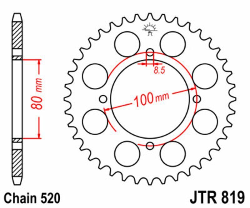 Corona JT SPROCKETS acero estándar 819 - Paso 520