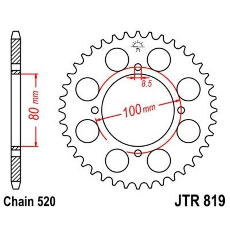 Corona JT 819 de acero con 47 dientes