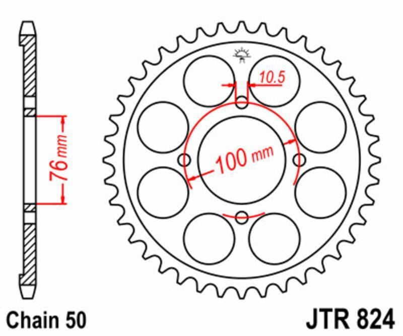 Corona JT 824 de acero con 46 dientes