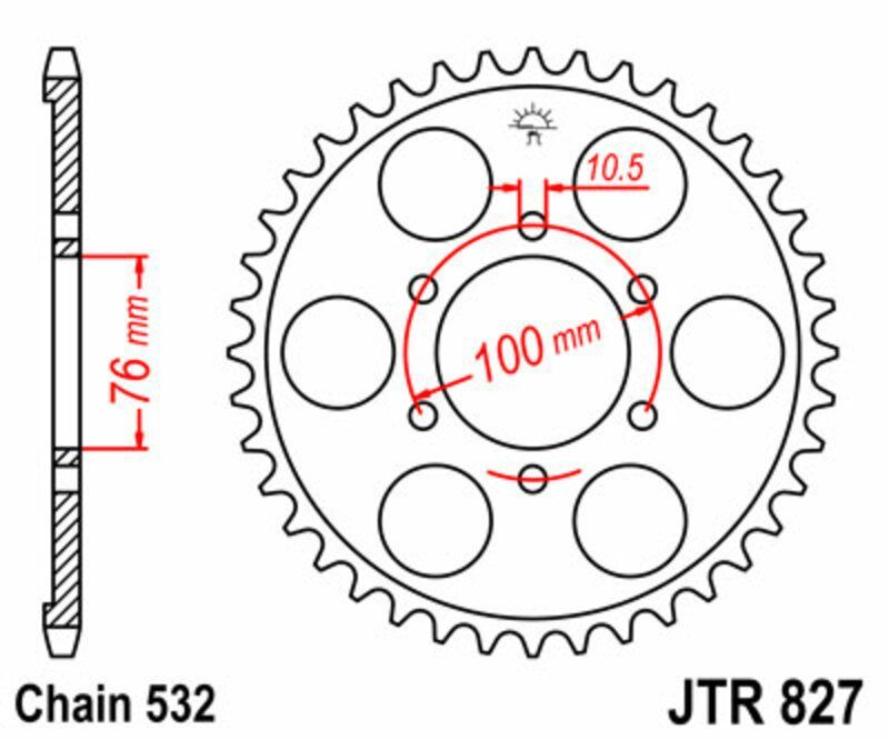 Corona JT SPROCKETS acero estándar 827 - Paso 520