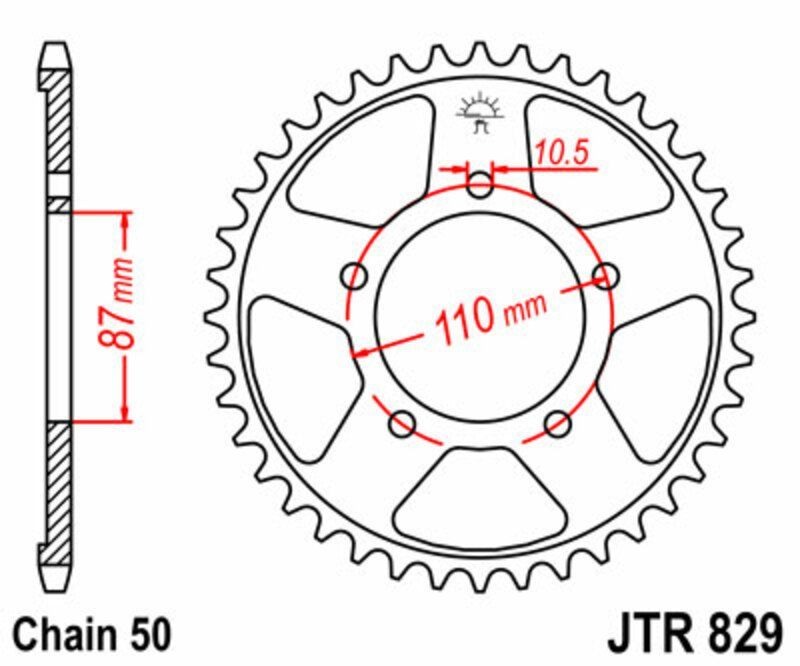 Corona JT SPROCKETS acero estándar 829 - Paso 530