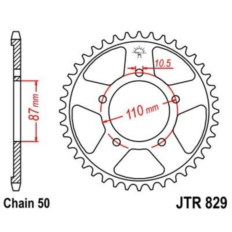 Corona JT 829 de zinc negro con 47 dientes