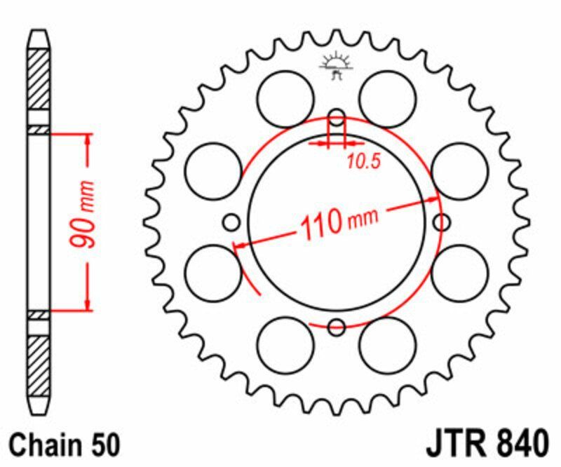 Corona JT SPROCKETS acero estándar 840 - Paso 530