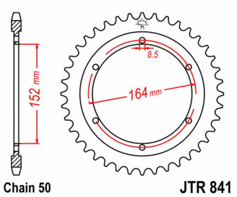 Corona JT SPROCKETS acero estándar 841 - Paso 530