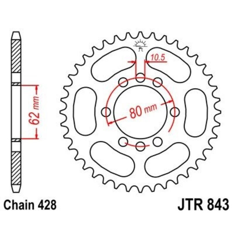 Corona JT 843 de acero con 51 dientes