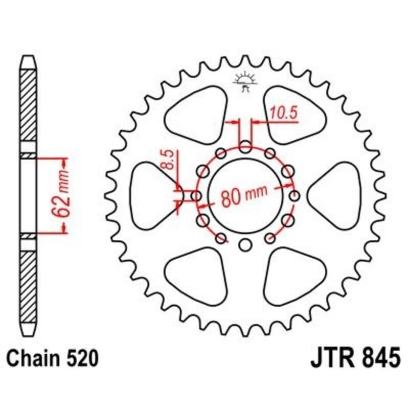 Corona JT 845 de acero con 49 dientes