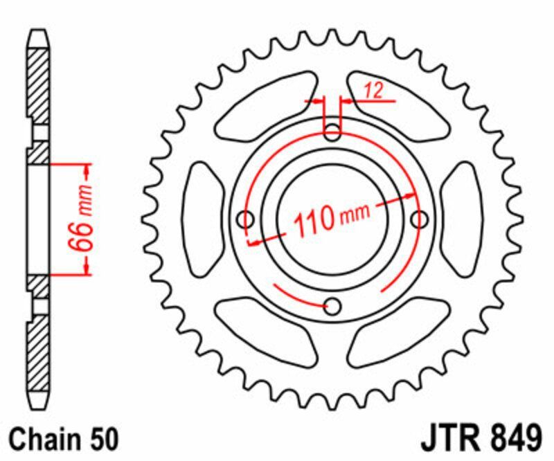 Corona JT SPROCKETS acero estándar 849 - Paso 530