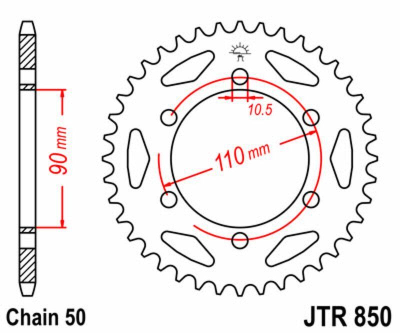 Corona JT 850 de acero con 33 dientes