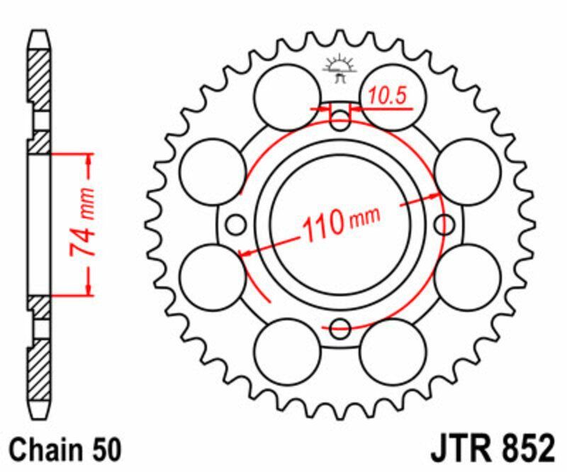 Corona JT 852 de acero con 41 dientes