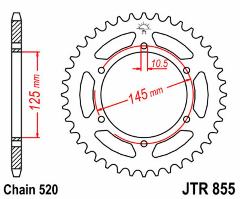 Corona JT SPROCKETS acero estándar 855 - Paso 520