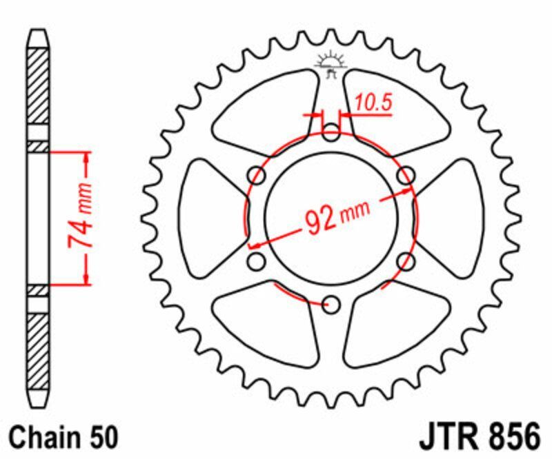 Corona JT SPROCKETS acero estándar 856 - Paso 530