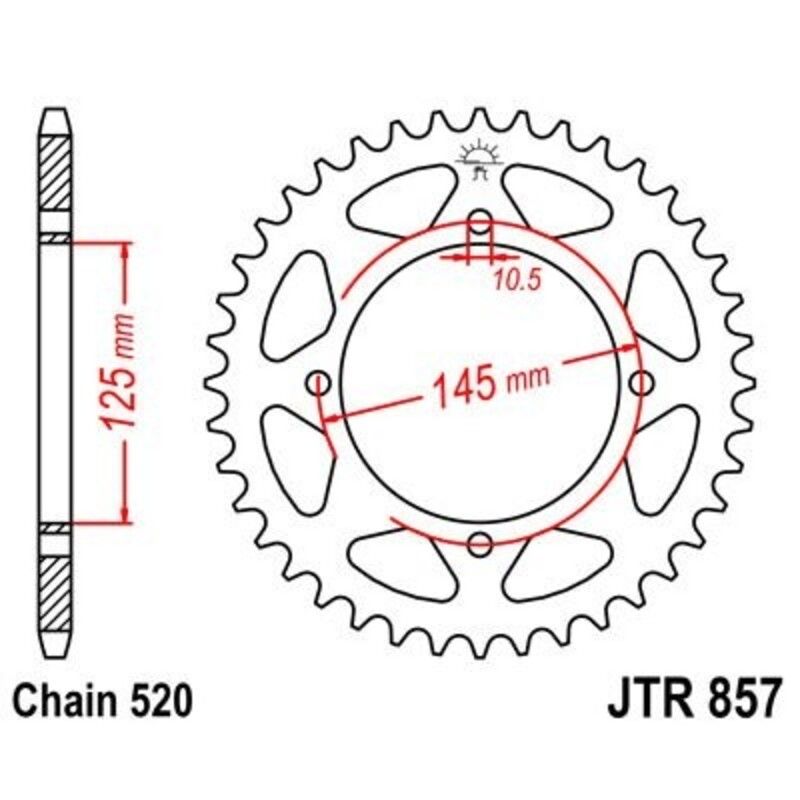 Corona JT 857 de zinc negro con 45 dientes