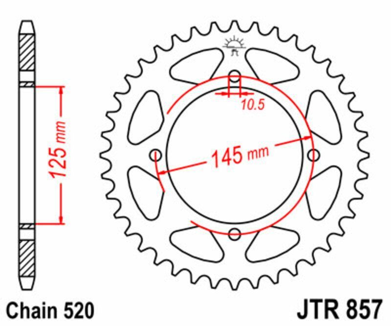 Corona JT SPROCKETS acero estándar 857 - Paso 520