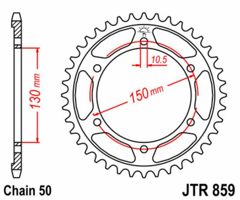 Corona JT SPROCKETS acero estándar 859 - Paso 530