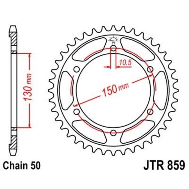 Corona JT 859 de zinc negro con 47 dientes