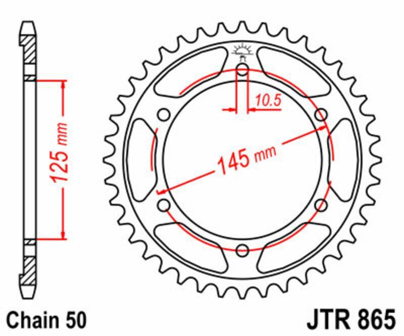 Corona JT SPROCKETS acero estándar 865 - Paso 530