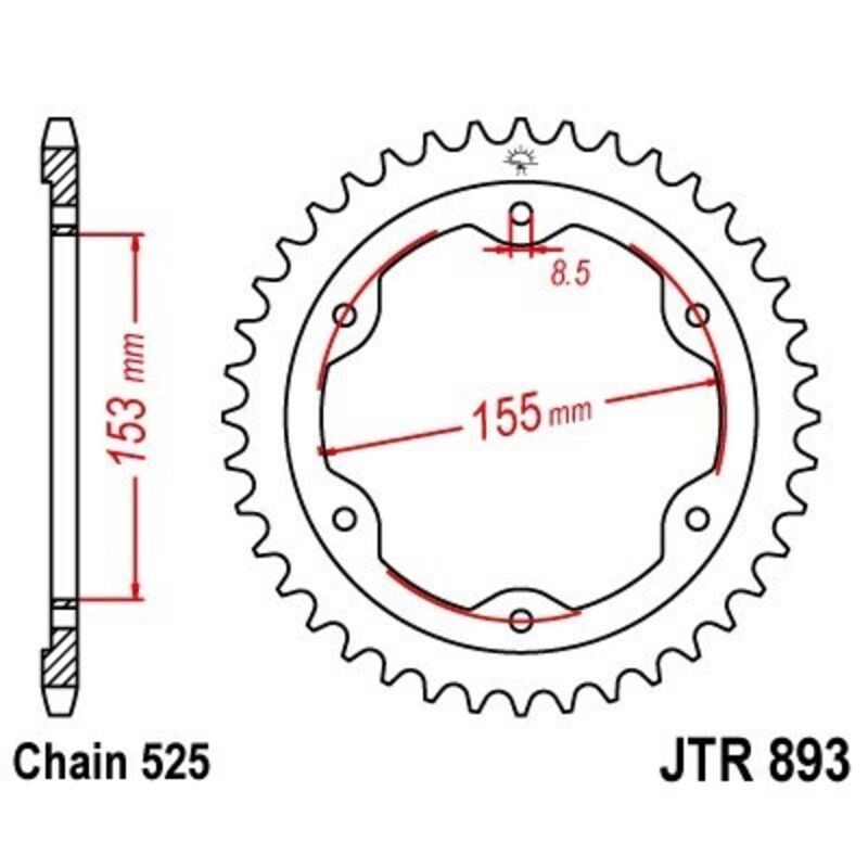 Corona JT 893 de zinc negro con 38 dientes