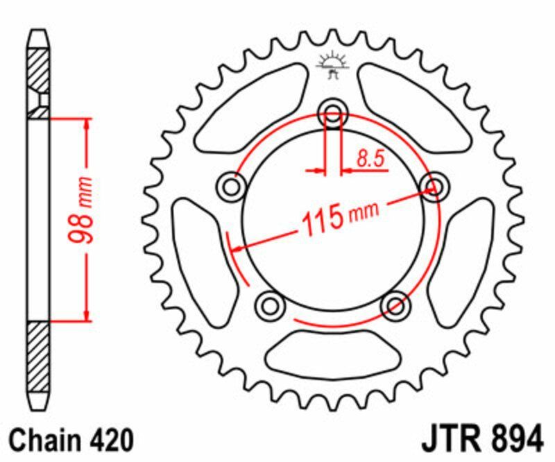 Corona JT SPROCKETS acero estándar 894 - Paso 420