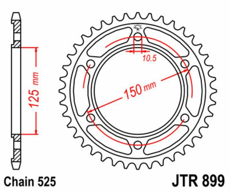Corona JT SPROCKETS acero estándar 899 - Paso 525