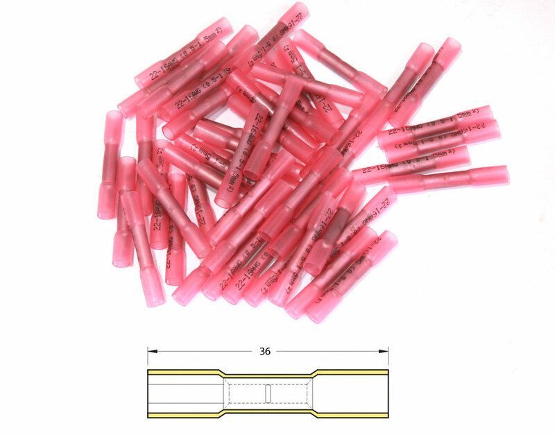 Conector punta-punta termorretráctil BIHR Ø0,5/1,5mm² - 50uds transparente rojo