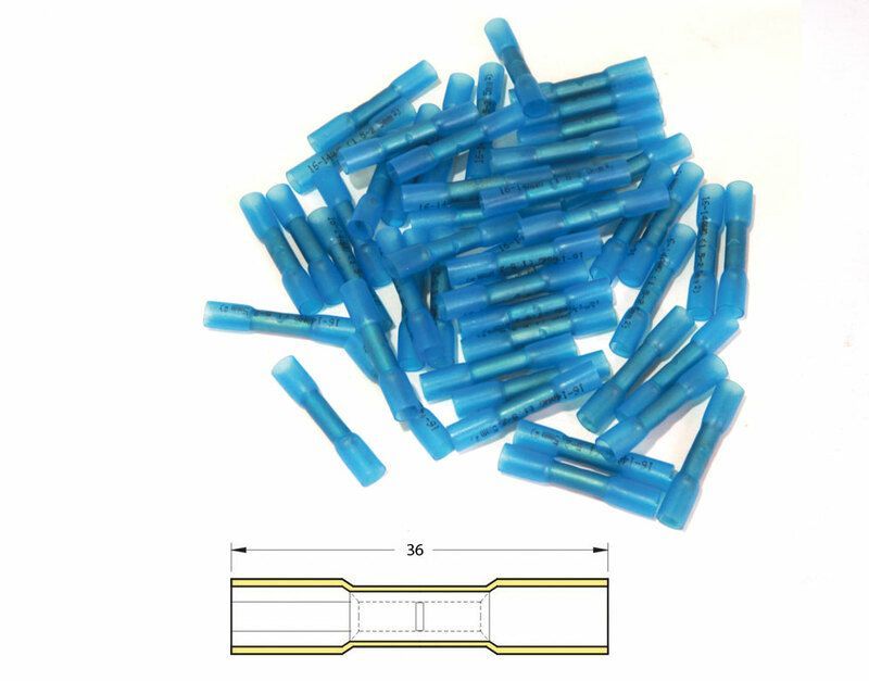 Conector punta-punta termorretráctil BIHR Ø1,5/2,5mm² - 50uds transparente azul