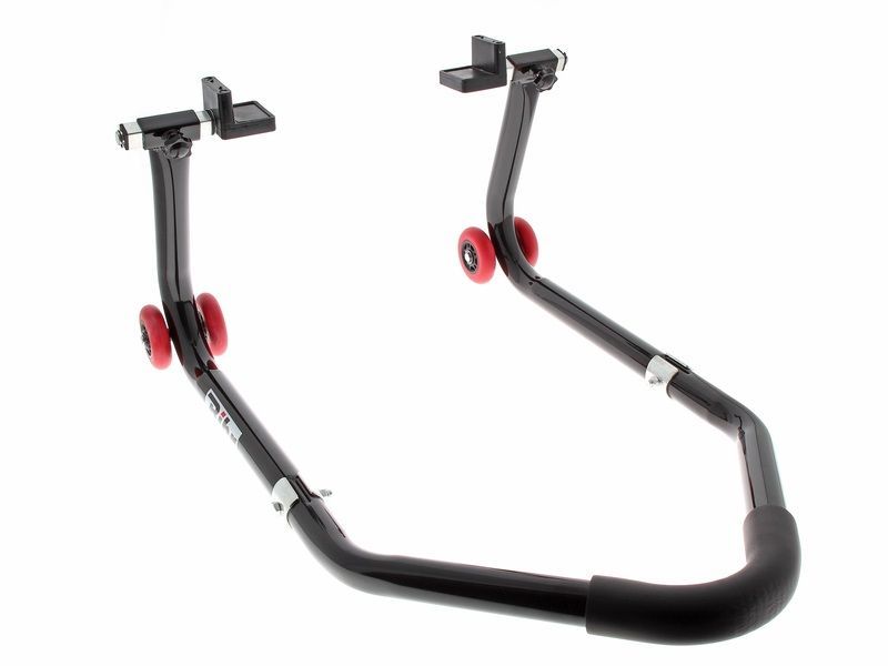 Caballete trasero universal desmontable BIHR negro con adaptadores de goma en L