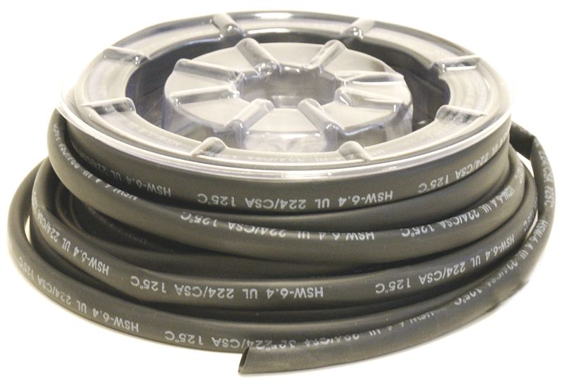 Bobina manguitos de tubo termorretráctil Ø6,4mm negro 12m