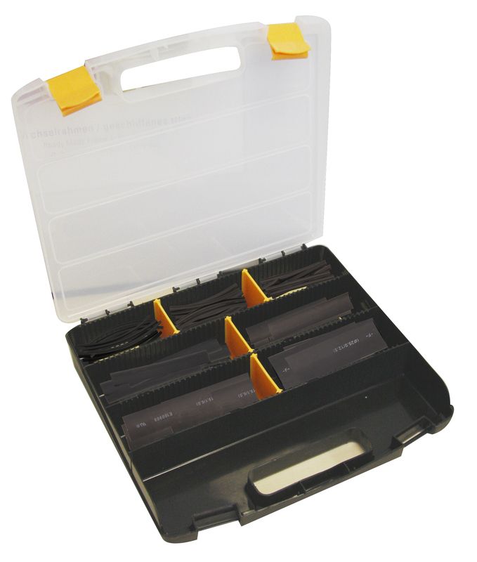 Maleta de 119 manguitos de tubo termorretráctil Ø3,2mm 10cm negro