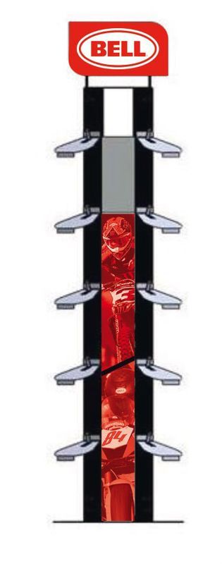 Expositor BELL 10 cascos - 600 x 500 x H2100MM Cartón (Pequeño) 2/2 (Forma pack con 980771)